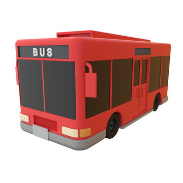 3D Red Public Transit Bus