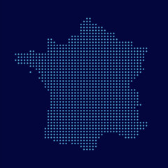 Fototapeta premium France Dots Digital Map Blue Color Vector Illustration