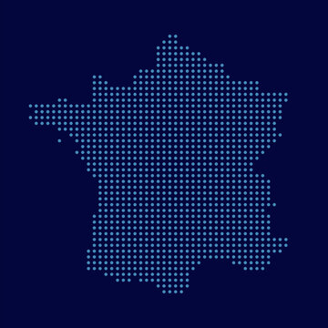 France Dots Digital Map Blue Color Vector Illustration