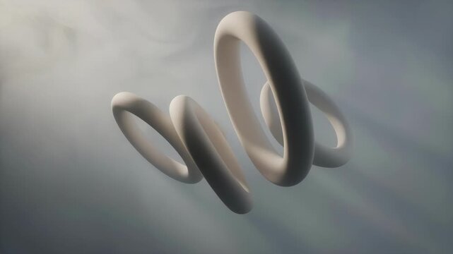 Abstract interlocking loops and rounded bar in monochrome light on gradient background, symbolizing connection and balance