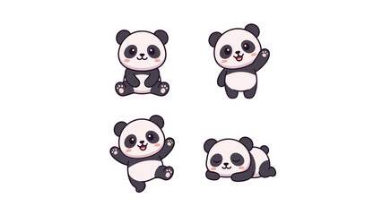 Obraz premium Cute panda character set with various poses.
