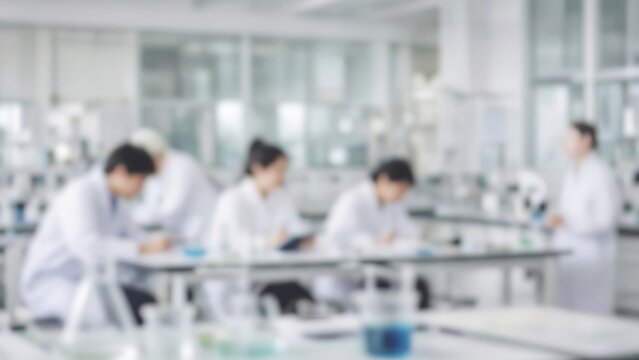 Science team working in modern research laboratory, scientists doing experiments, developing medical solutions and new technology