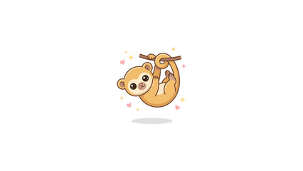Fototapeta premium Cute sloth character hanging from branch.