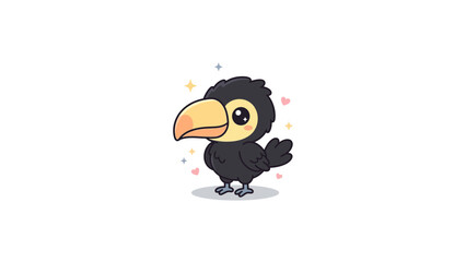 Fototapeta premium Cute toucan bird cartoon standing on white.