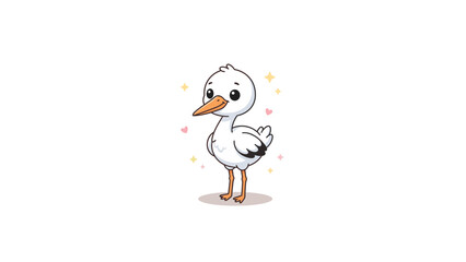 Obraz premium Cute white stork bird illustration with stars.