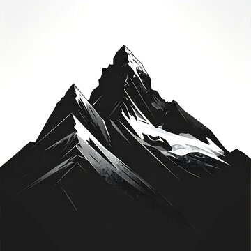 Minimalist black mountain peaks vector logo illustration