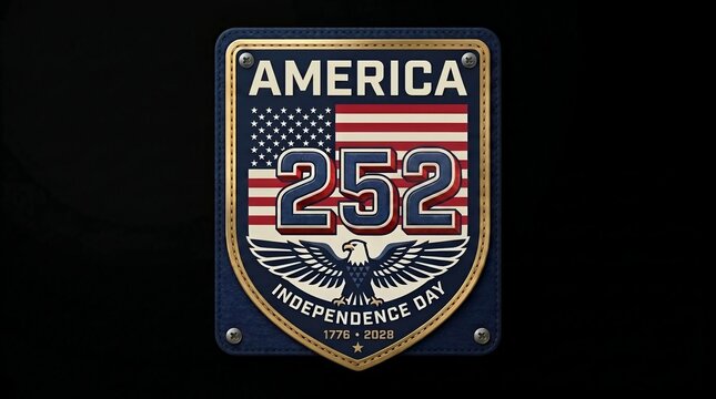 America 252 Independence Day 1776 2028 Vintage Military Patch Badge with USA Flag and Eagle