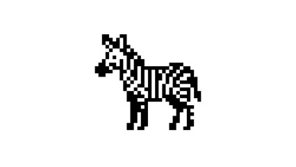 Obraz premium Detailed pixel art zebra silhouette with stripe patterns.