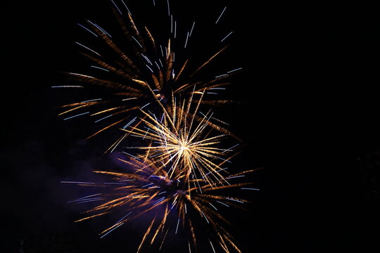 Fireworks in the dark sky