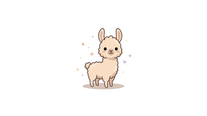Obraz premium Fluffy cartoon llama character with magical sparkles.