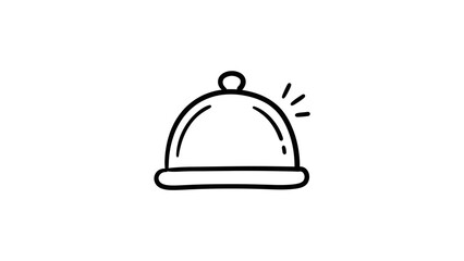 Fototapeta premium Food cloche dome line art.