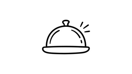 Fototapeta premium Food cloche service line art.