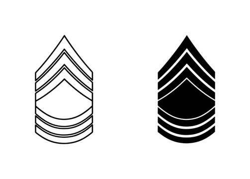 Military Rank Insignia, Chevron Stripes, Sergeant Stripes, Army Rank Badges, Vector Icons