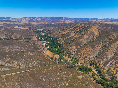 Pinnacles National Park aerial view, This park is located east of Salinas Valley in San Benito County, Central California CA, USA. 