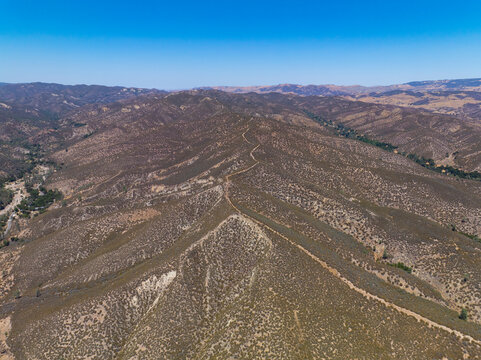 Pinnacles National Park aerial view, This park is located east of Salinas Valley in San Benito County, Central California CA, USA. 