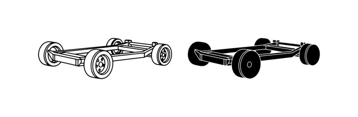 Fototapeta premium Vintage Race Car Chassis, Retro Formula 1 Vehicle Outline and Silhouette, Automotive Design