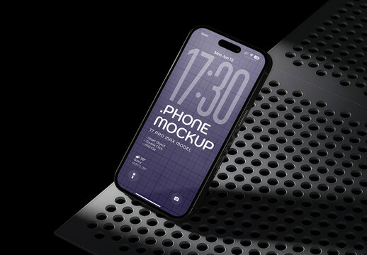 Floating Smartphone Mockup, Dark Industrial Phone Presentation Template
