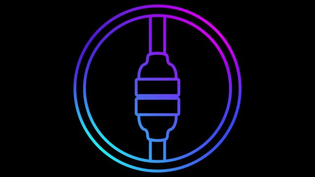 Abstract animation of an electrical plug being connected to an electrical outlet. Connect and disconnect. Plug-in and plug-out.