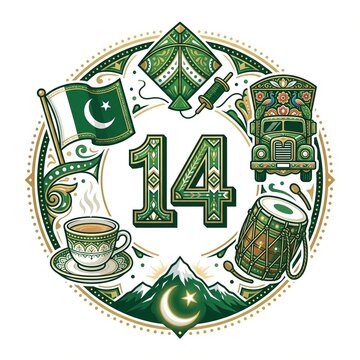 The artwork utilizes a rich color scheme dominated by shade of green, white, gold, and dark accents, creating a balanced, traditional emblem .