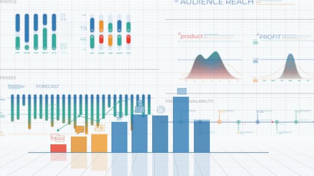 Business dashboard displaying data analytics and financial forecast