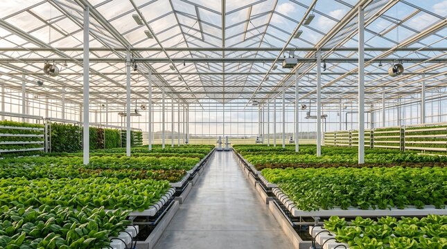 Modern High-Tech Greenhouse Growing Healthy Crops