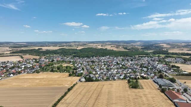 Drone aerial footage of Limburg an der Lahn Lindenholzhausen, Limburg Weilburg district, Hesse, Germany