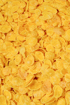 Corn-flakes background and texture. Top view. cornflake cereal box for morning breakfast.