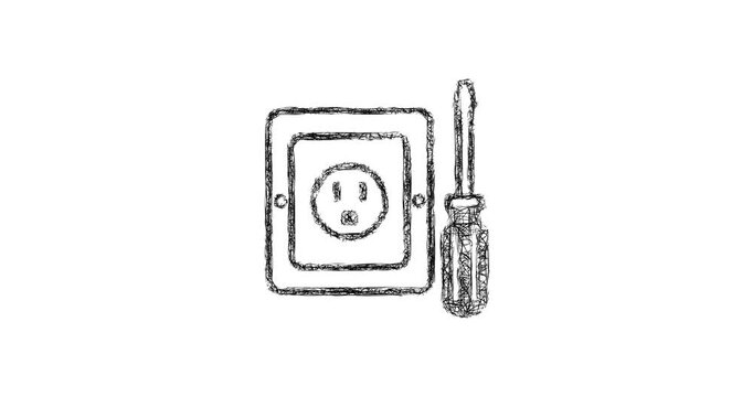 Sketch outlet installation icon animation - smooth progressive reveal