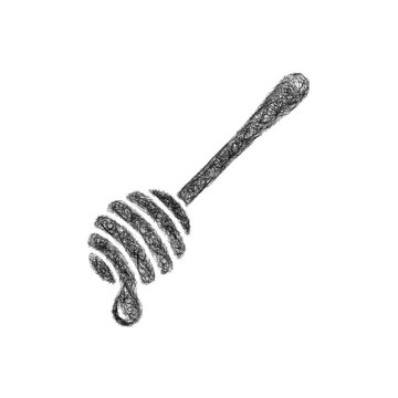 Sketch black and white honey spoon icon design