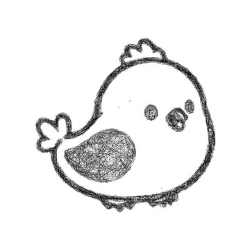 Black and white sketch toy bird icon design