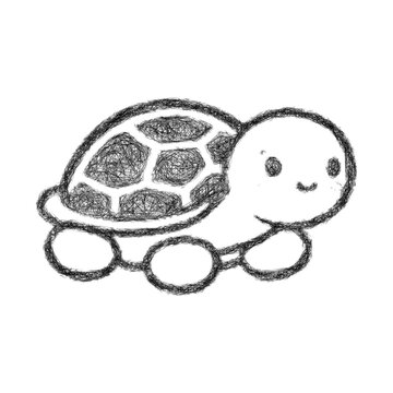 Sketch monochrome toy turtle icon design