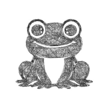 Sketch monochrome toy frog icon design