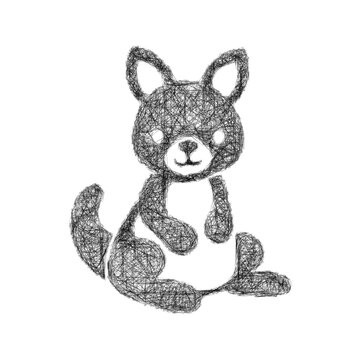 Black and white sketch toy kangaroo icon design