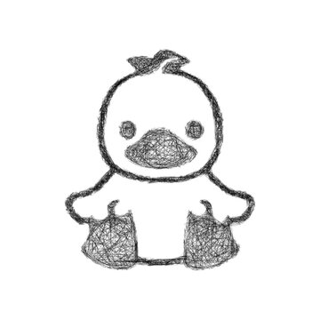 Sketch monochrome toy duck icon design