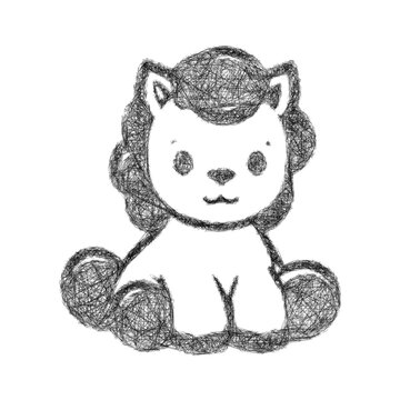 Monochrome sketch toy horse icon design