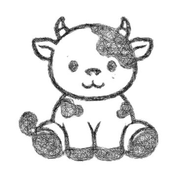 Sketch monochrome toy cow icon design