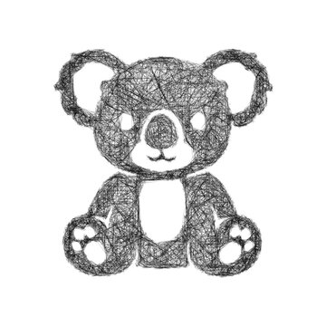 Monochrome sketch toy koala icon design