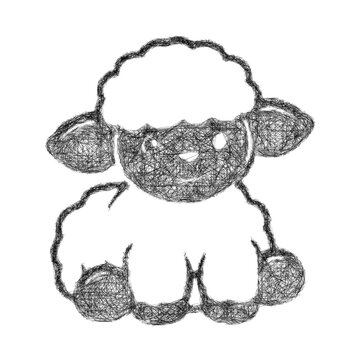 Sketch toy sheep icon design