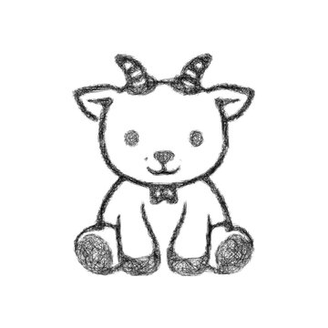 Monochrome sketch toy goat icon design