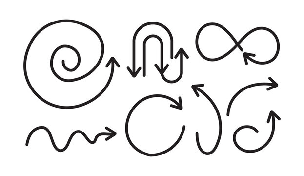 Knots Illustration Showing Various Types of Rope Knots and Loops in a Continuous Line Drawing Style Featuring Loop, Tie, Binding