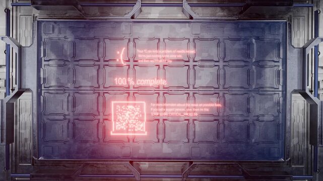 Hacker attack. Virus attack. Operating system error. Error report. Glitch effect of a system error. Animation of a driver, memory, or system process error.