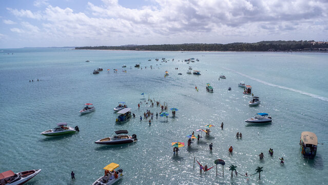 Aerial View: The Iconic Caminho de Mois&eacute;s Sandbar in Maragogi, Alagoas