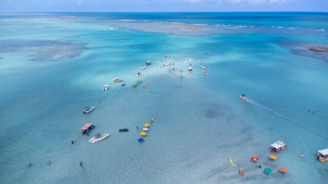 Aerial View: The Iconic Caminho de Mois&eacute;s Sandbar in Maragogi, Alagoas