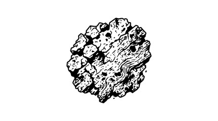 Textured round stone rock icon illustration. © Asyraf
