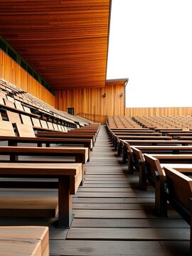 Wooden bleachers surrounded by tiered seating, bleachers, design