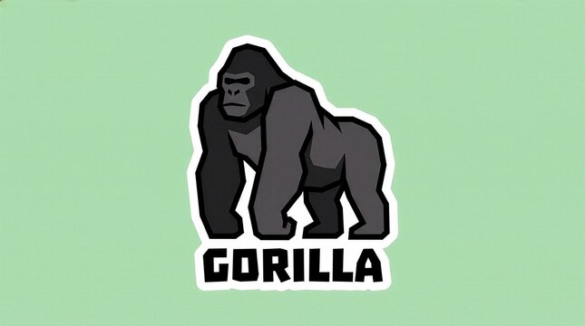Gorilla 2D Geometric Sticker Illustration with Bold Lettering