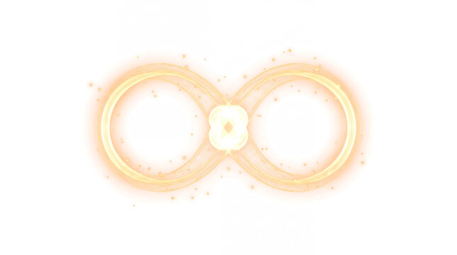 Dual-ring infinity energy loop crossing at a bright white-hot center, light effect overlay isolated on transparent background