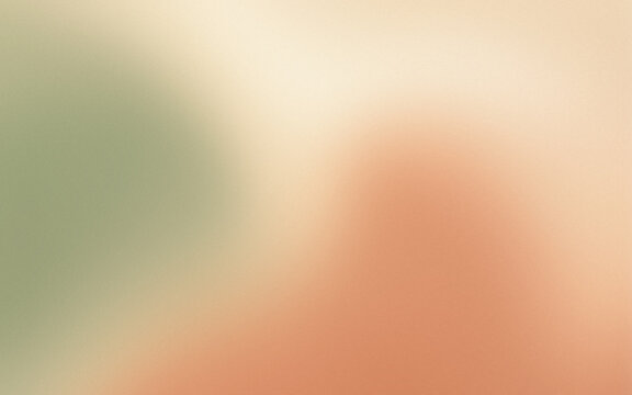 Abstract soft pastel background with glowing sage green cream and warm coral light smooth gradient and vintage grainy noise texture
