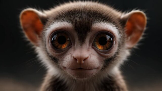 Close Up of a Cute Loris Nycticebus With Big Eyes Staring