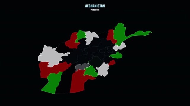 Afghanistan Administrative Provinces on World Map with Glowing Highlights